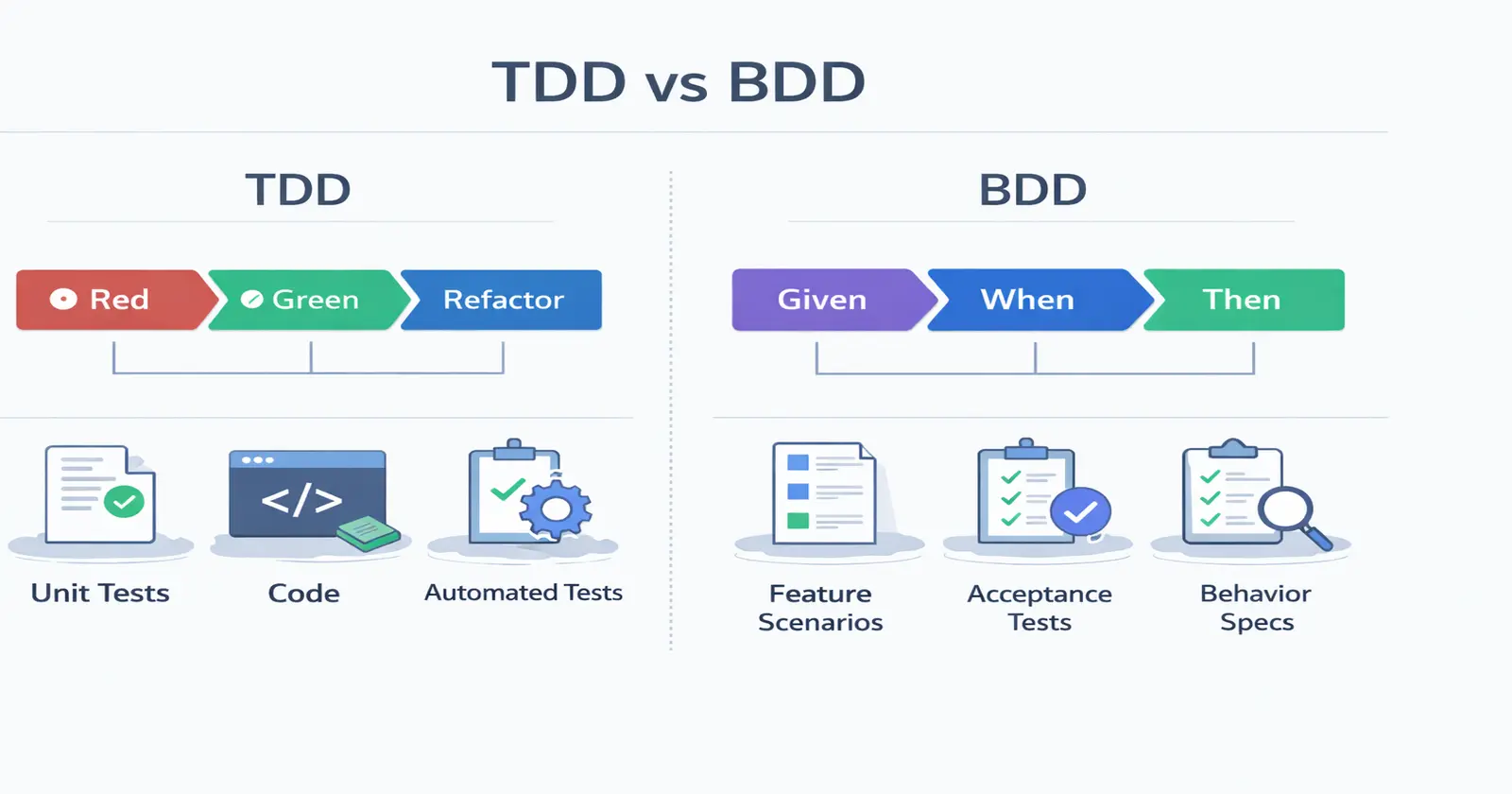 Cover Image for TDD vs BDD Explained: Differences, Benefits, and Use Cases