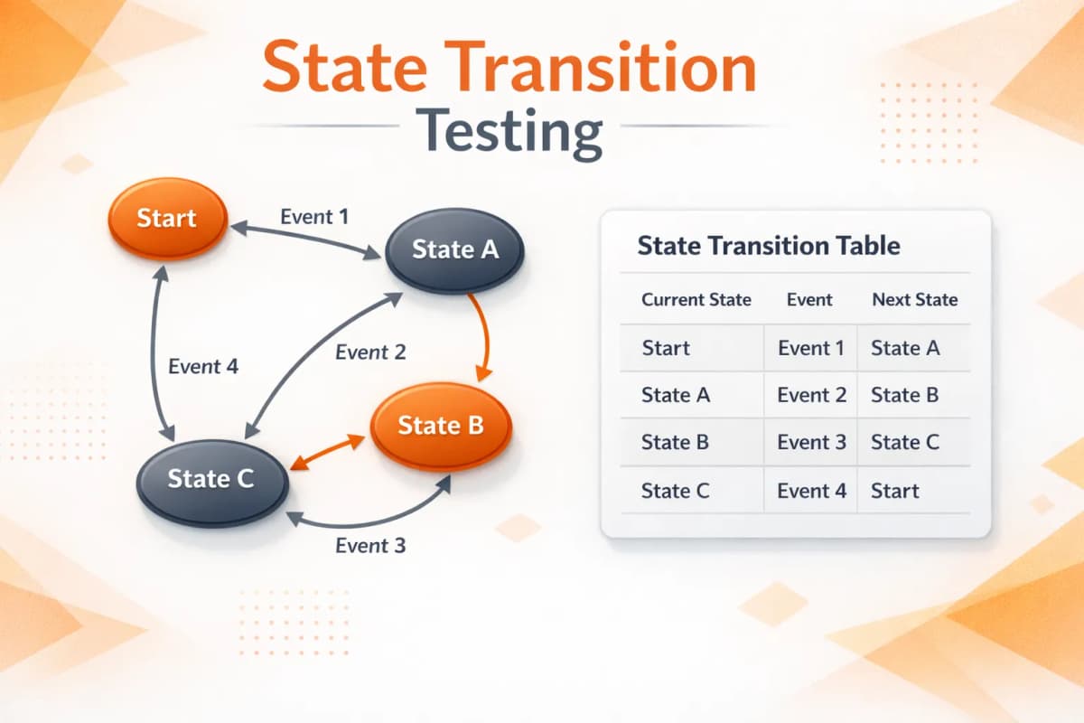 Cover Image for State Transition Testing: Diagrams, Tables & Examples
