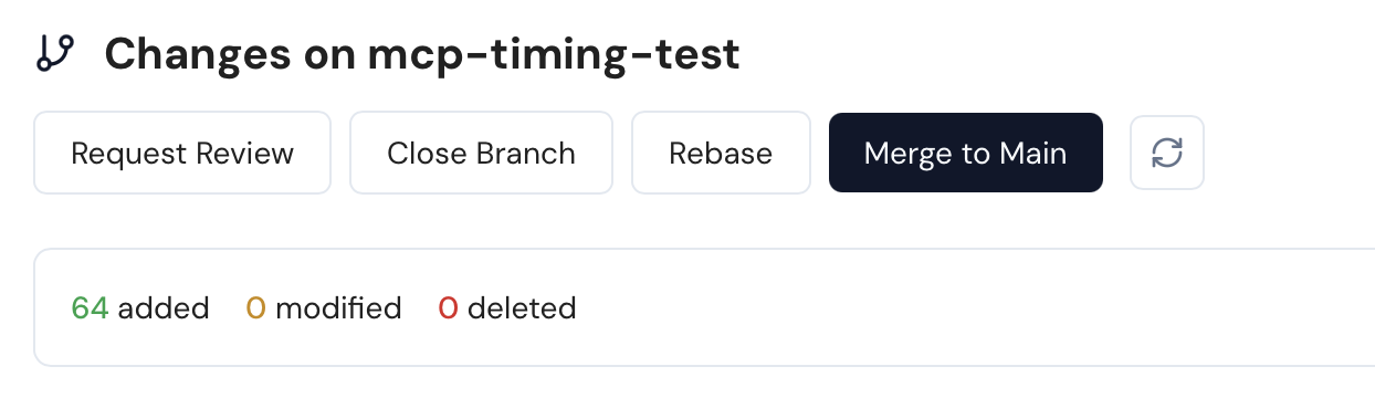 Branch diff and approval flow in the dashboard